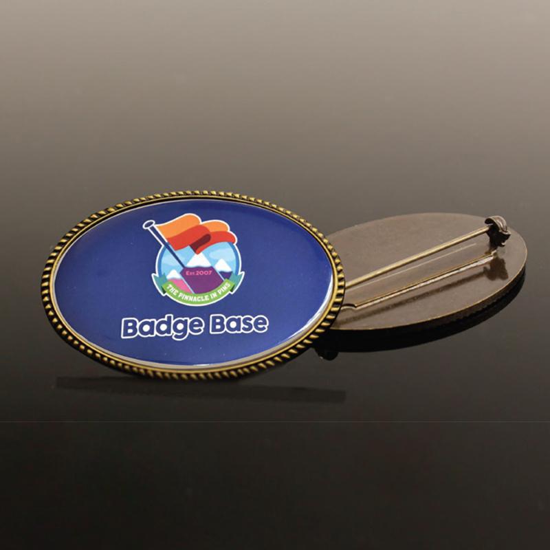 28*20mm Bronze Oval Rope Design Metal Badges